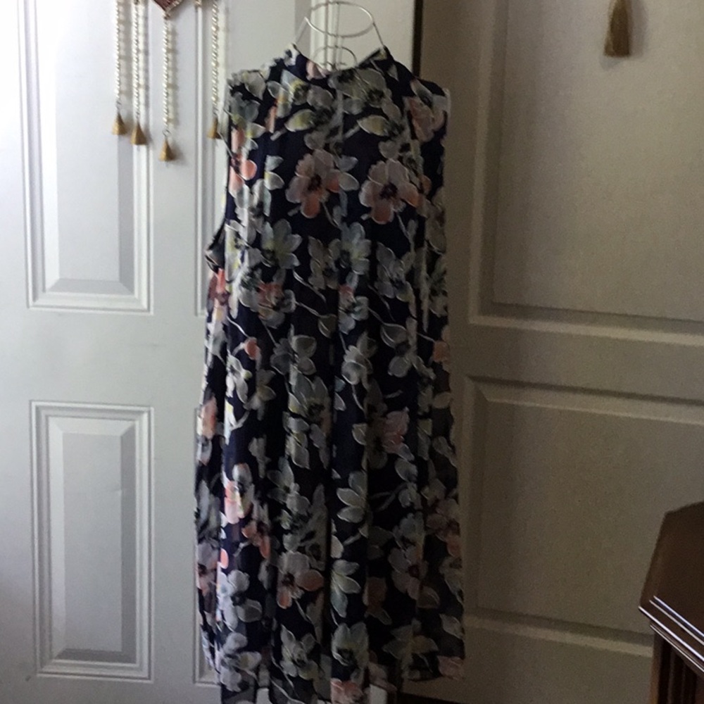 Lane Bryant Pink and White Long Sleeve Sundress